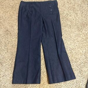NWOT Sailor Wide Leg Pants Kenneth Cole NY Jeans Woman's 10 Blue Stretch